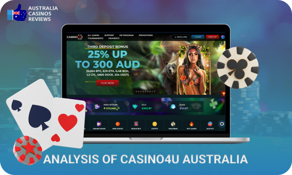 Casino4u is a popular online casino among Australian players where they can enjoy a huge number of casino games and bonuses