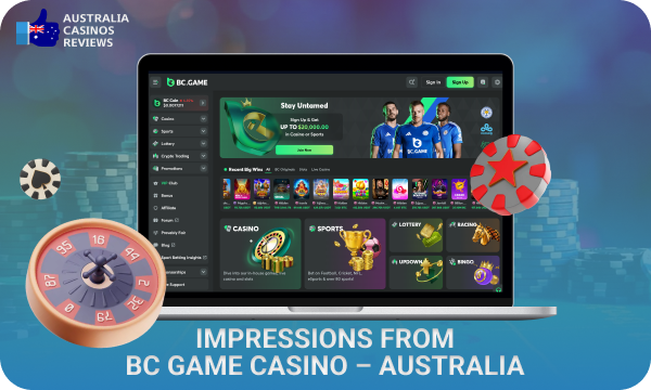 BC Game Casino attracts Australian players by offering convenient payments, a variety of games and bonuses