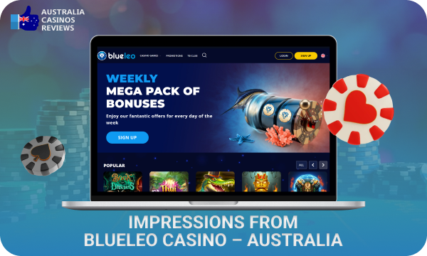 The Blueleo casino site in Australia offers over 1,500 games as well as lucrative bonuses such as cashbacks and free spins