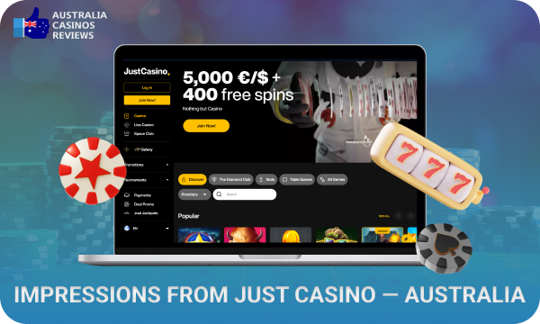 Just Casino is particularly popular among Australians due to its variety of games, convenient payment methods and generous bonuses