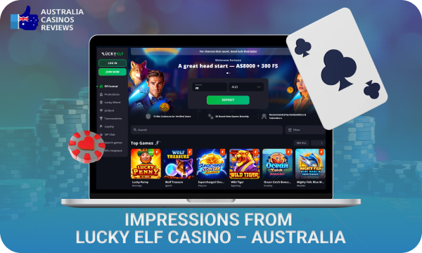 Players from Australia choose Lucky Elf Casino for an exciting gaming experience with a wide range of games, bonuses and convenient payment methods for a comfortable gaming experience