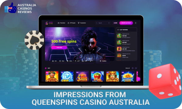 Queenspins Casino in Australia attracts players due to its security, bonuses, variety of games and payment options