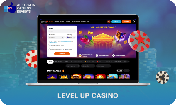 Level Up Casino attracts Australian players with its user-friendly design and variety of online games, as well as lucrative bonus offers