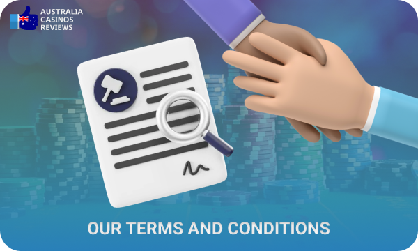 AUCasinosReviews.com's terms and conditions of use govern the relationship with users