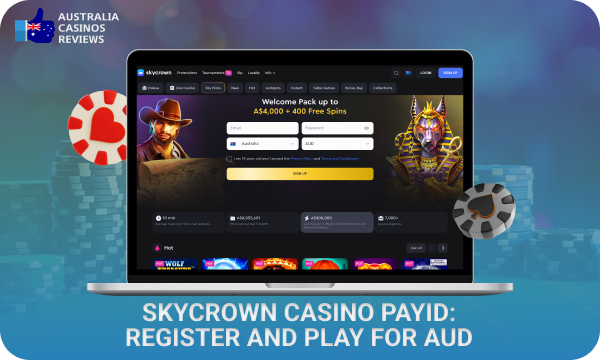 Skycrown Casino offers Australian players convenient payment methods via PayID, generous bonuses and a wide range of games, ensuring a safe and easy to sign up experience